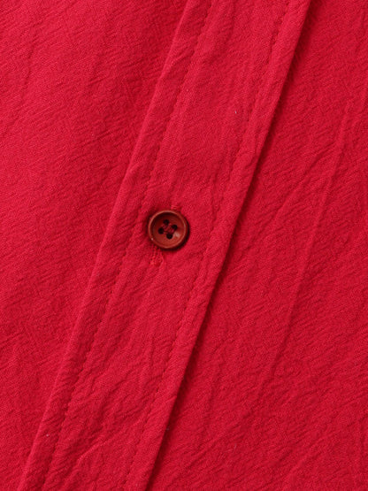 Men's Square Neck Casual Cotton Linen Shirt Linen Solid Color Half Sleeve Top Shello Creative Boutique