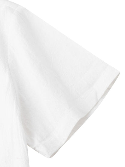 Men's Square Neck Casual Cotton Linen Shirt Linen Solid Color Half Sleeve Top Shello Creative Boutique
