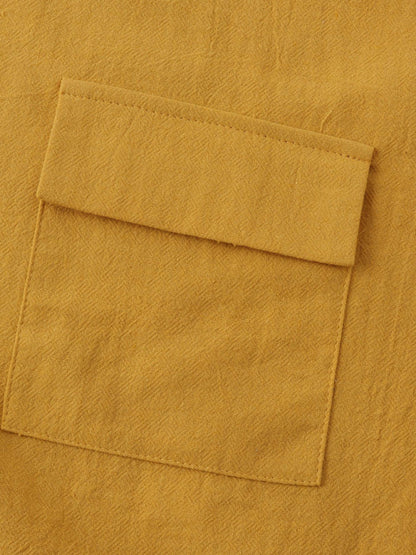 Men's Square Neck Casual Cotton Linen Shirt Linen Solid Color Half Sleeve Top Shello Creative Boutique