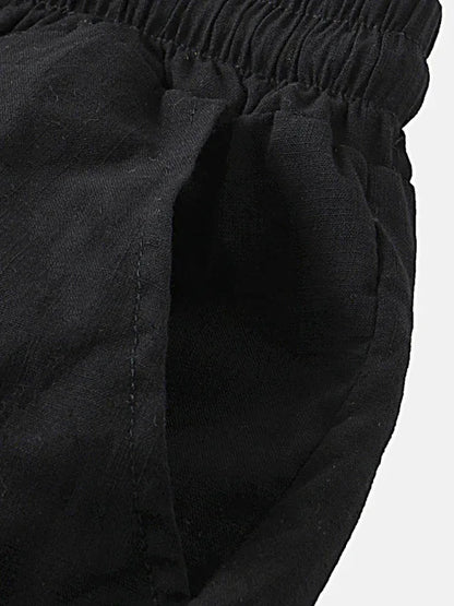 Men's Solid Colour Short-Sleeved T-Shirt Shorts Cotton Linen Casual Suit - Shello's Creative Boutique