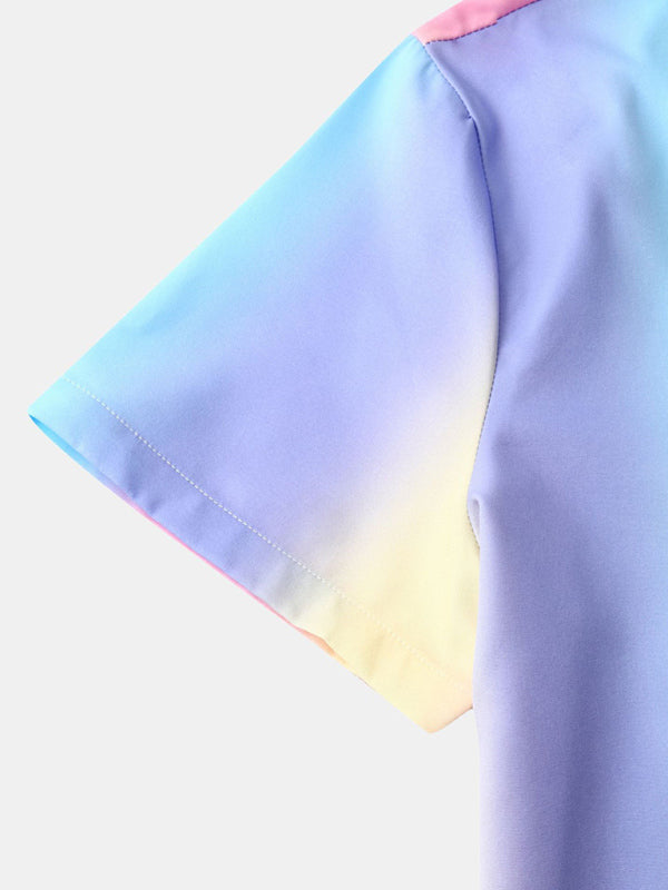Beach Shirt Hawaiian Casual Gradient Stripe Shirt Shello's Creative Boutique