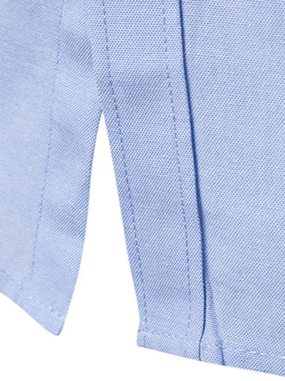 Men's Casual Slim Cotton Oxford Solid Color Large Size Bottom Shirt Long Sleeves - Shello's Creative Boutique
