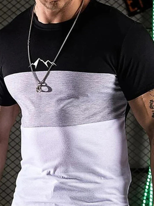 Color Stripe Digital Printing Loose Round Neck Short Sleeve T-Shirt Shello's Creative Boutique