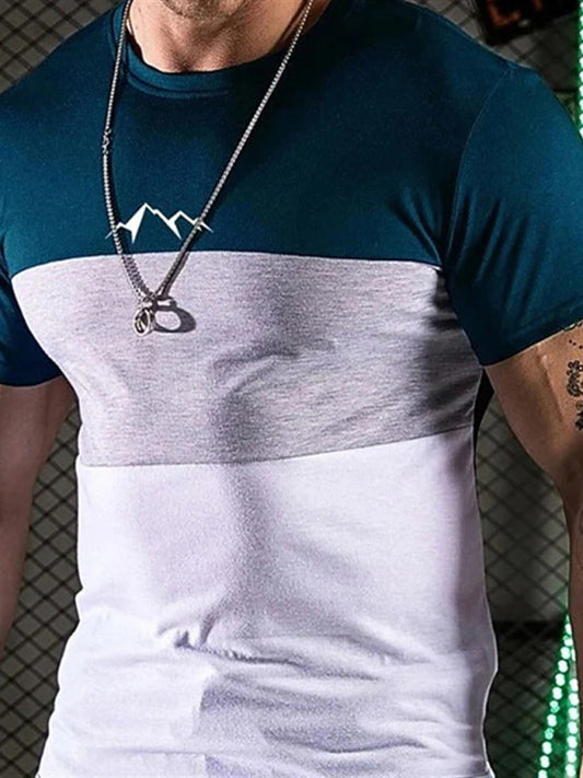 Color Stripe Digital Printing Loose Round Neck Short Sleeve T-Shirt Shello's Creative Boutique