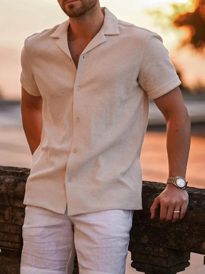 Casual Men’s Solid Button-Down Summer Shirt - Shello's Creative Boutique