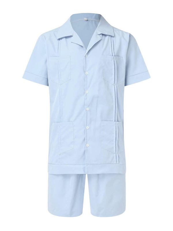 Simple Sports Short Sleeve Shorts Linen Loose Casual Men's Shirt Set Shello's Creative Boutique