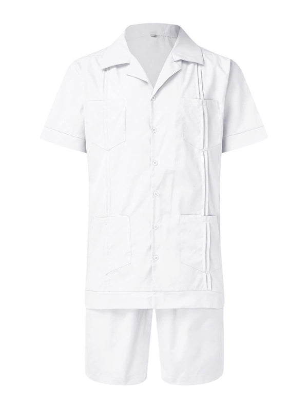 Simple Sports Short Sleeve Shorts Linen Loose Casual Men's Shirt Set Shello's Creative Boutique