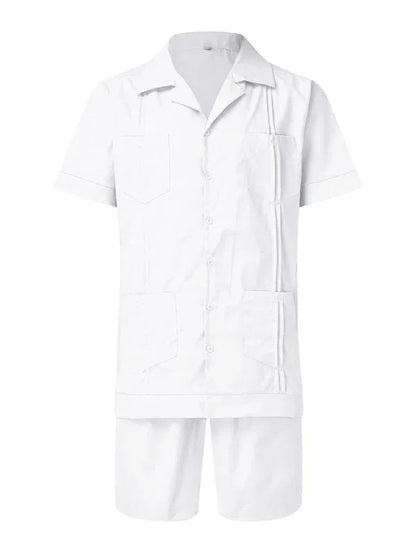 Simple Sports Short Sleeve Shorts Linen Loose Casual Men's Shirt Set - Shello's Creative Boutique