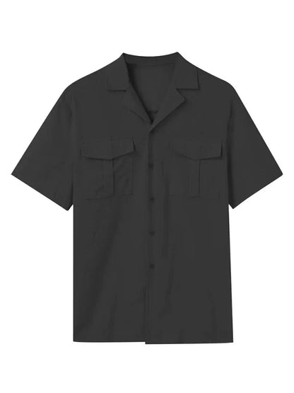 Men's Short-Sleeved Shirt Set Casual Cotton Linen Cardigan Shirt + Shorts – Effortlessly Stylish for Warm Seasons! - Shello's Creative Boutique