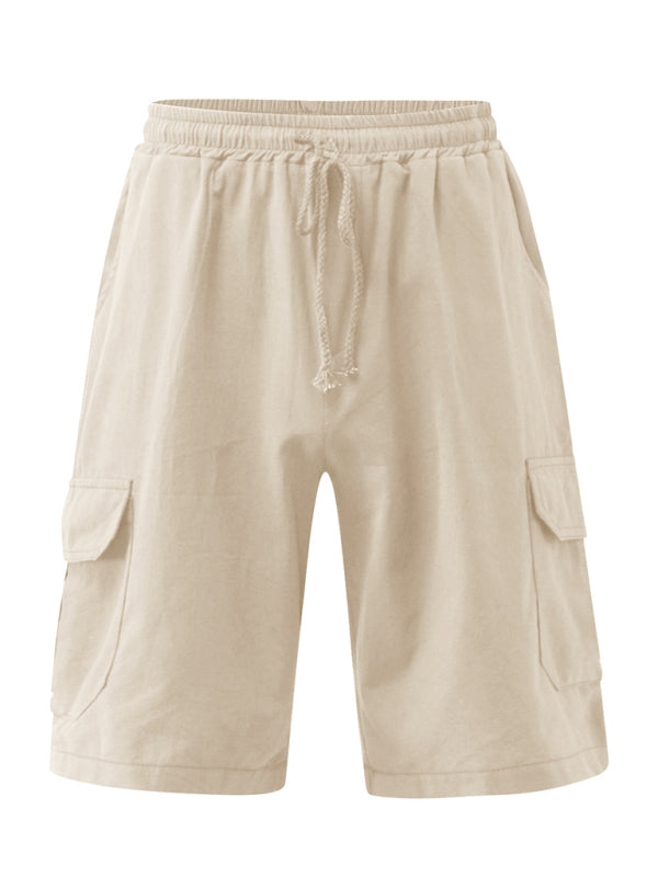 Linen Shorts Multi Pocket Tether Men's Beach Cargo Pants Shello Creative Boutique