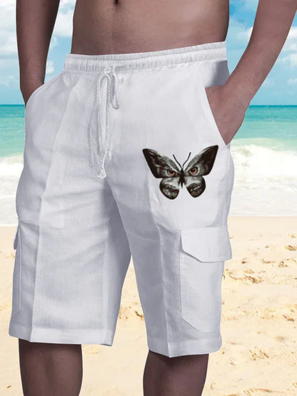 Linen Shorts Multi Pocket Tether Men's Beach Cargo Pants - Shello's Creative Boutique
