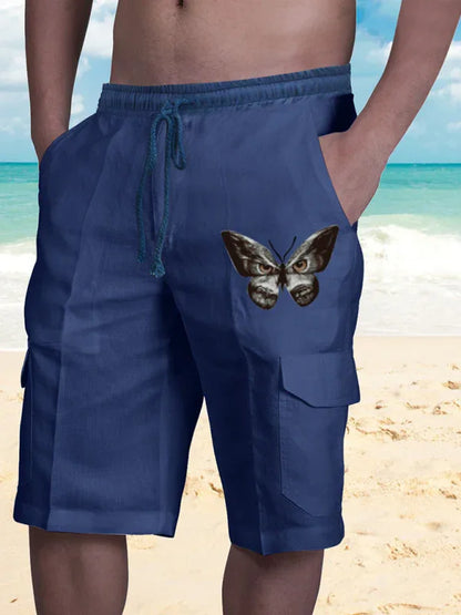 Linen Shorts Multi Pocket Tether Men's Beach Cargo Pants - Shello's Creative Boutique