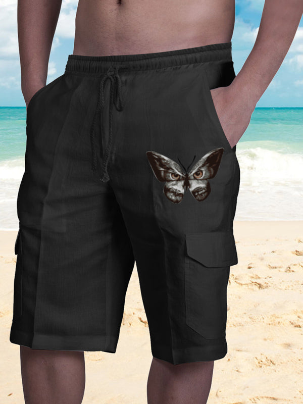 Linen Shorts Multi Pocket Tether Men's Beach Cargo Pants Shello Creative Boutique