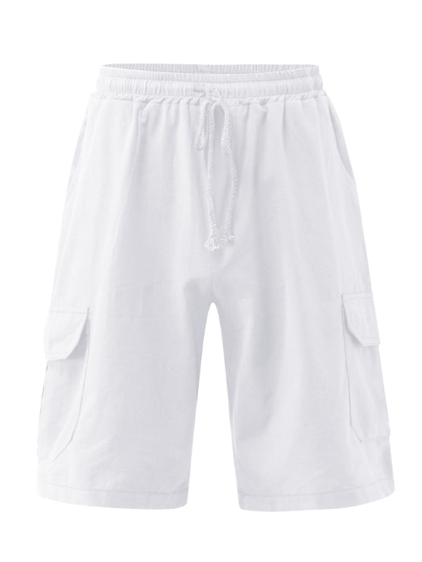 Linen Shorts Multi Pocket Tether Men's Beach Cargo Pants Shello Creative Boutique