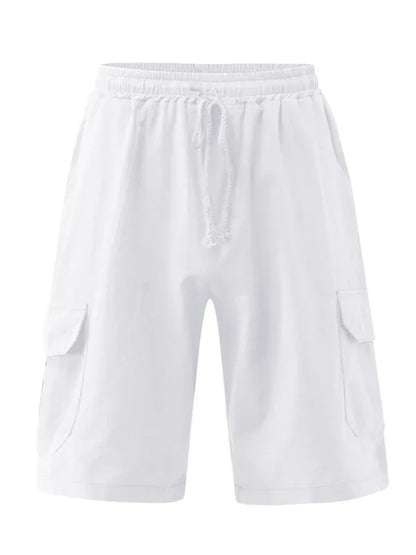 Linen Shorts Multi Pocket Tether Men's Beach Cargo Pants - Shello's Creative Boutique