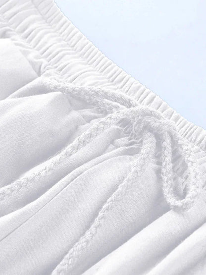 Linen Shorts Multi Pocket Tether Men's Beach Cargo Pants - Shello's Creative Boutique