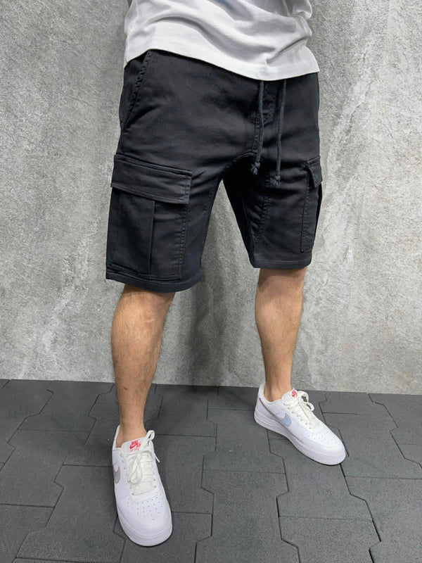 Street solid color casual five-point pants woven casual multi-pocket tether cargo shorts Shello's Creative Boutique