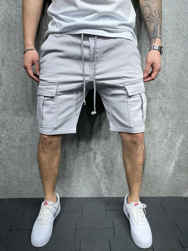 Street solid color casual five-point pants woven casual multi-pocket tether cargo shorts Shello's Creative Boutique