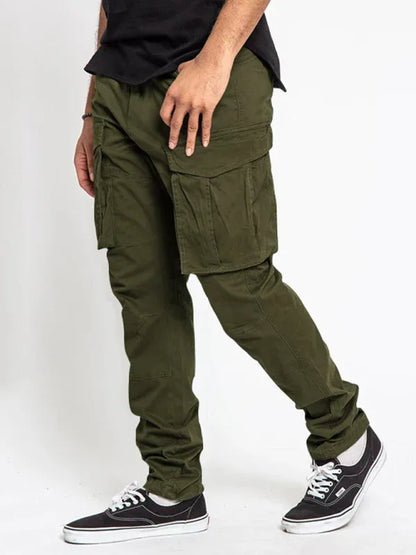 Men's Solid Color Multi-Pocket Casual Cargo Pants - Shello's Creative Boutique
