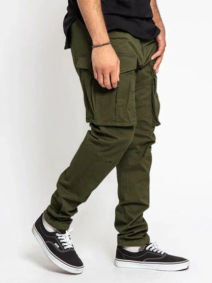 Men's Solid Color Multi-Pocket Casual Cargo Pants - Shello's Creative Boutique