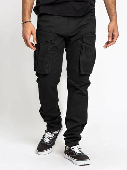 Men's Solid Color Multi-Pocket Casual Cargo Pants - Shello's Creative Boutique