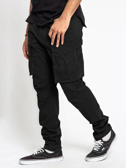 Men's Solid Color Multi-Pocket Casual Cargo Pants - Shello's Creative Boutique