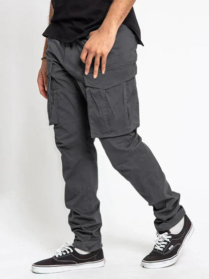 Men's Solid Color Multi-Pocket Casual Cargo Pants - Shello's Creative Boutique