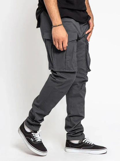Men's Solid Color Multi-Pocket Casual Cargo Pants - Shello's Creative Boutique