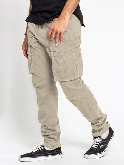 Men's Solid Color Multi-Pocket Casual Cargo Pants - Shello's Creative Boutique