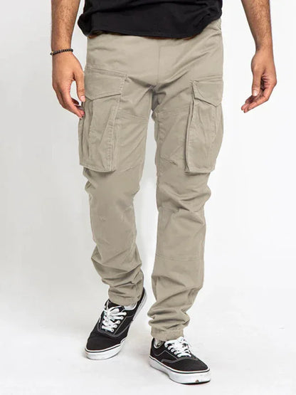 Men's Solid Color Multi-Pocket Casual Cargo Pants - Shello's Creative Boutique