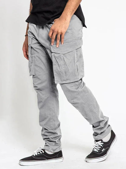 Men's Solid Color Multi-Pocket Casual Cargo Pants - Shello's Creative Boutique