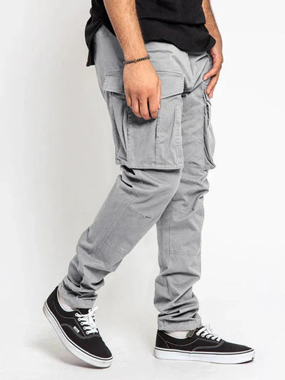 Men's Solid Color Multi-Pocket Casual Cargo Pants - Shello's Creative Boutique