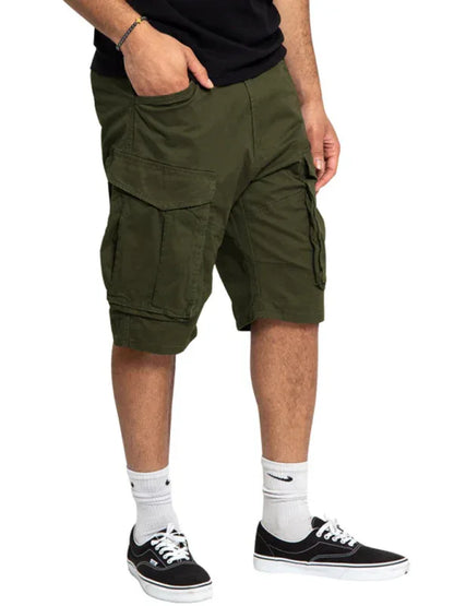 Men's Solid Color Multi-Pocket Casual Cargo Shorts - Shello's Creative Boutique