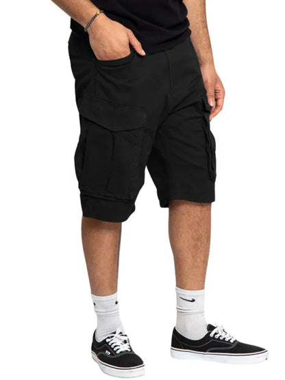 Men's Solid Color Multi-Pocket Casual Cargo Shorts - Shello's Creative Boutique