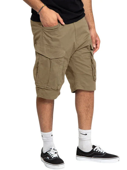 Men's Solid Color Multi-Pocket Casual Cargo Shorts - Shello's Creative Boutique