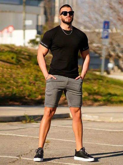 men's skinny plaid plus size casual shorts - Shello's Creative Boutique
