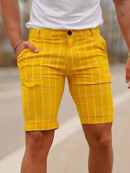 men's skinny plaid plus size casual shorts - Shello's Creative Boutique