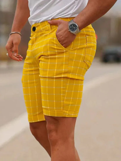 men's skinny plaid plus size casual shorts - Shello's Creative Boutique