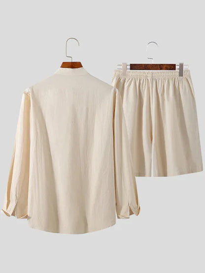 Men's Casual Cotton and Linen Two-Piece Set - Shello's Creative Boutique