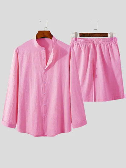 Men's Casual Cotton and Linen Two-Piece Set - Shello's Creative Boutique
