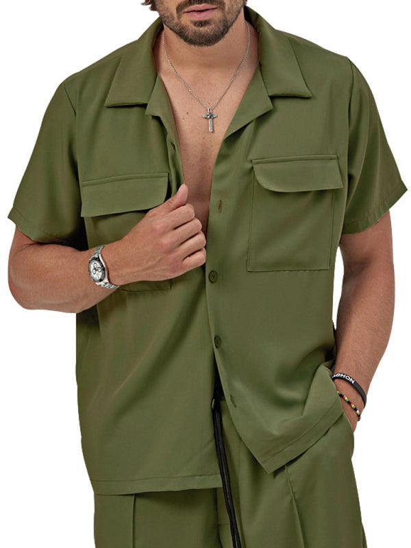 New men's new lapel casual shirt shorts two-piece set Shello's Creative Boutique