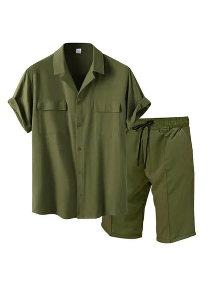 Effortless Style - New Men's Lapel Casual Two-Piece Set - Shello's Creative Boutique