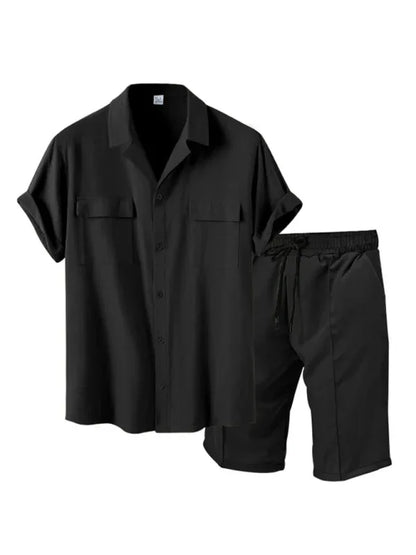 Effortless Style - New Men's Lapel Casual Two-Piece Set - Shello's Creative Boutique