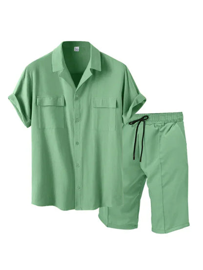Effortless Style - New Men's Lapel Casual Two-Piece Set - Shello's Creative Boutique