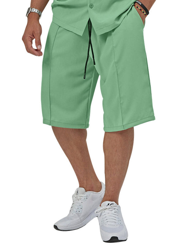 New men's new lapel casual shirt shorts two-piece set Shello's Creative Boutique