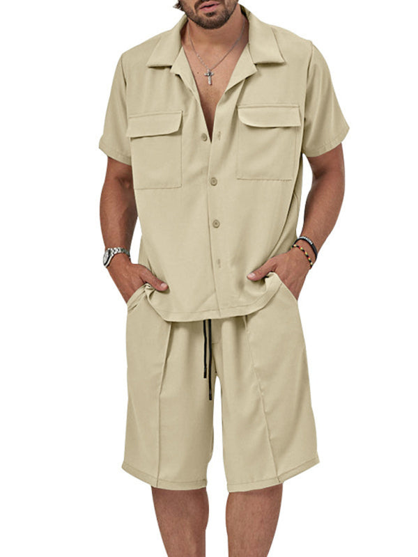 New men's new lapel casual shirt shorts two-piece set Shello's Creative Boutique