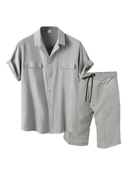 Effortless Style - New Men's Lapel Casual Two-Piece Set - Shello's Creative Boutique