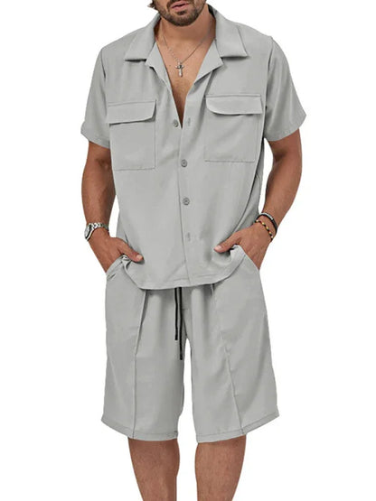 Effortless Style - New Men's Lapel Casual Two-Piece Set - Shello's Creative Boutique