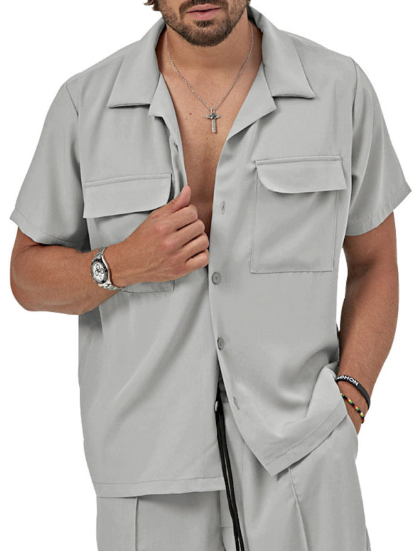 New men's new lapel casual shirt shorts two-piece set Shello's Creative Boutique