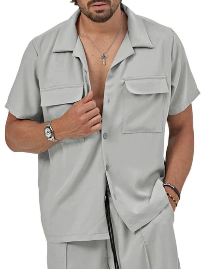 Effortless Style - New Men's Lapel Casual Two-Piece Set - Shello's Creative Boutique